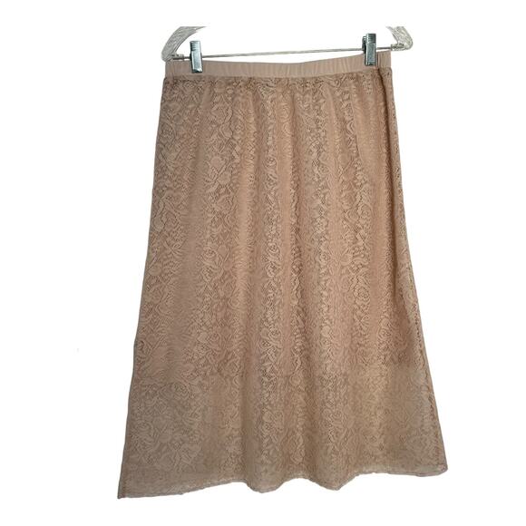 Garnet Hill midi floral lace skirt with elastic waistband size medium - Picture 6 of 14